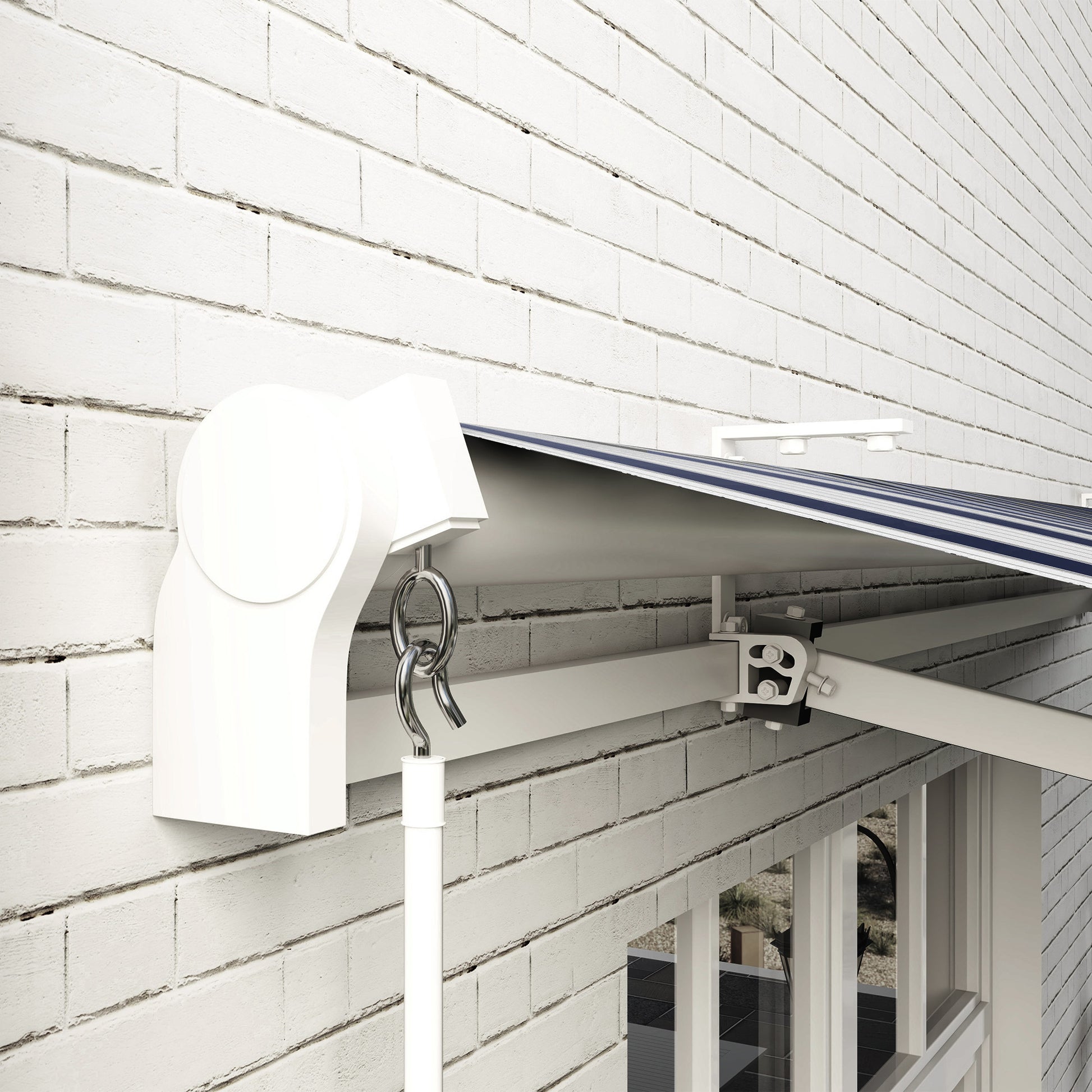 Outsunny Toldo Manual Retráctil 395x245 Cm Ángulo Ajustable Azul Y Blanco_4
