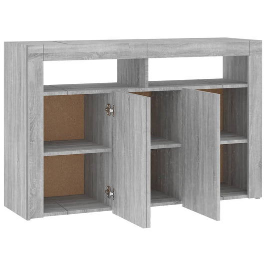 Aparador Con Luces Led Gris Sonoma 115,5x30x75 Cm / Vetonek_0