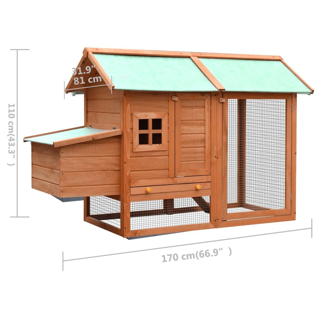 Vidaxl Gallinero Madera Maciza Pino Y Abeto 170x81x110 Cm_2