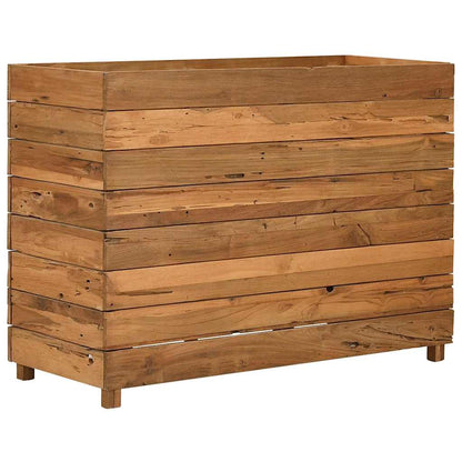 Arriate Elevado Madera De Teca Reciclada Y Acero 100x40x72 Cm_5