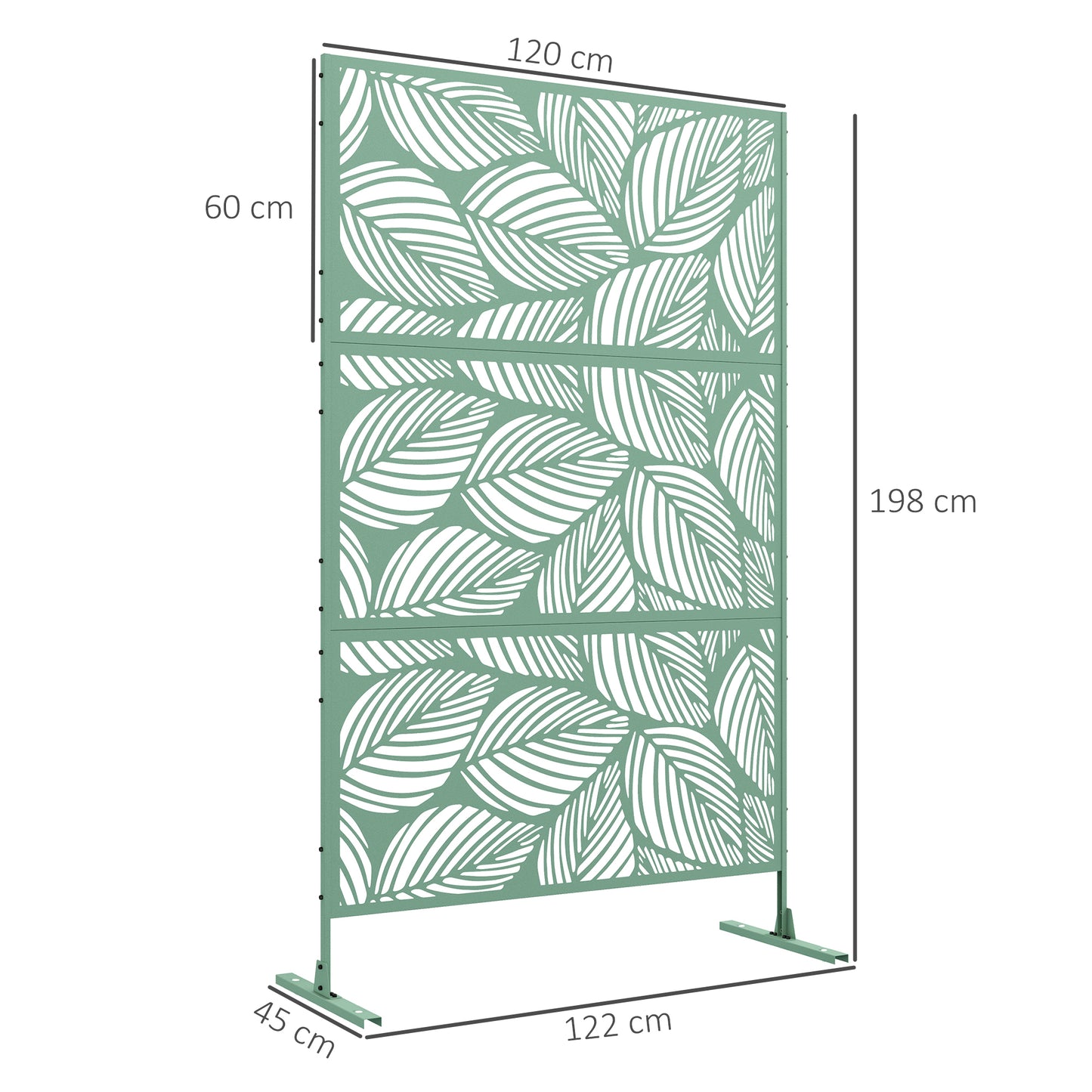 Outsunny Biombo Exterior Con 3 Piezas Patrón De Hoja Grande 122x45x198cm Verde_2