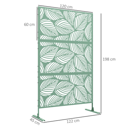 Outsunny Biombo Exterior Con 3 Piezas Patrón De Hoja Grande 122x45x198cm Verde_2