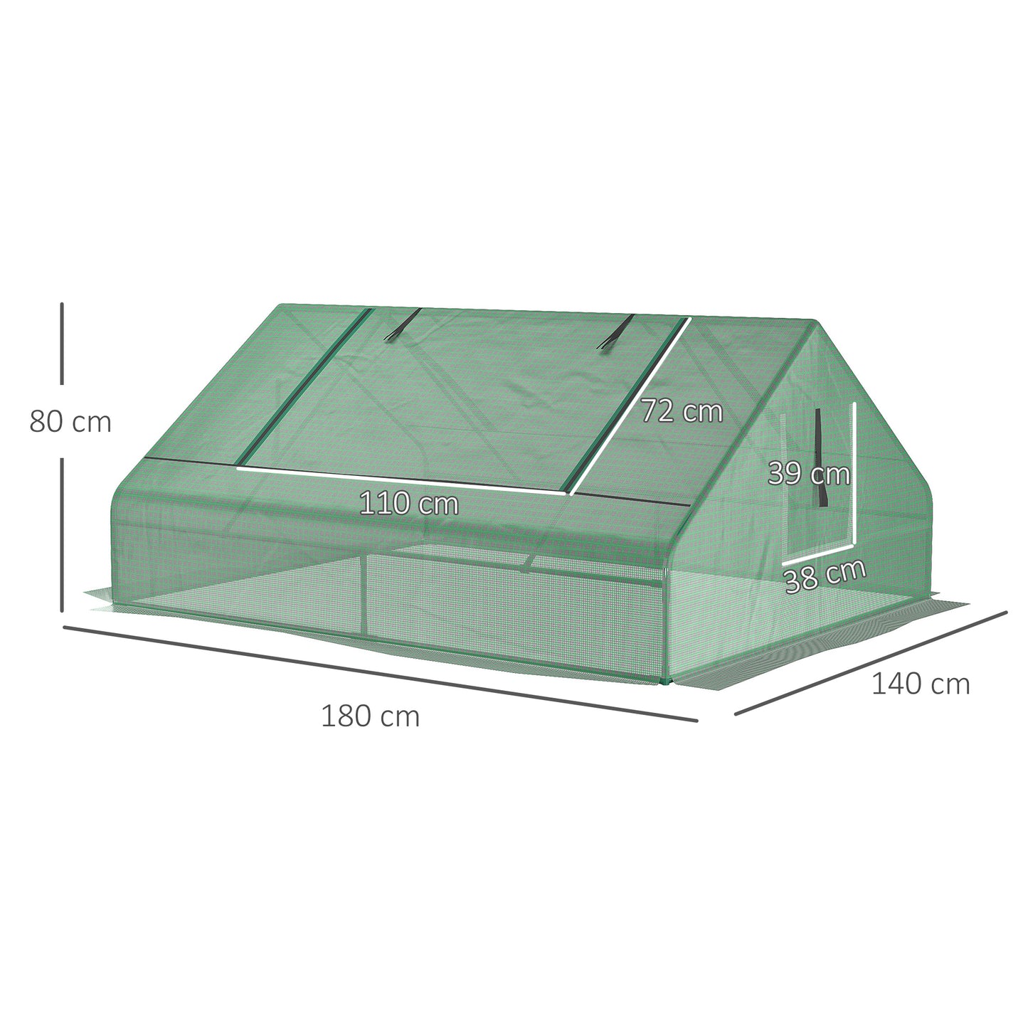 Outsunny Invernadero De Exterior Con 4 Ventanas Enrollables 180x140x80 Cm Verde_2
