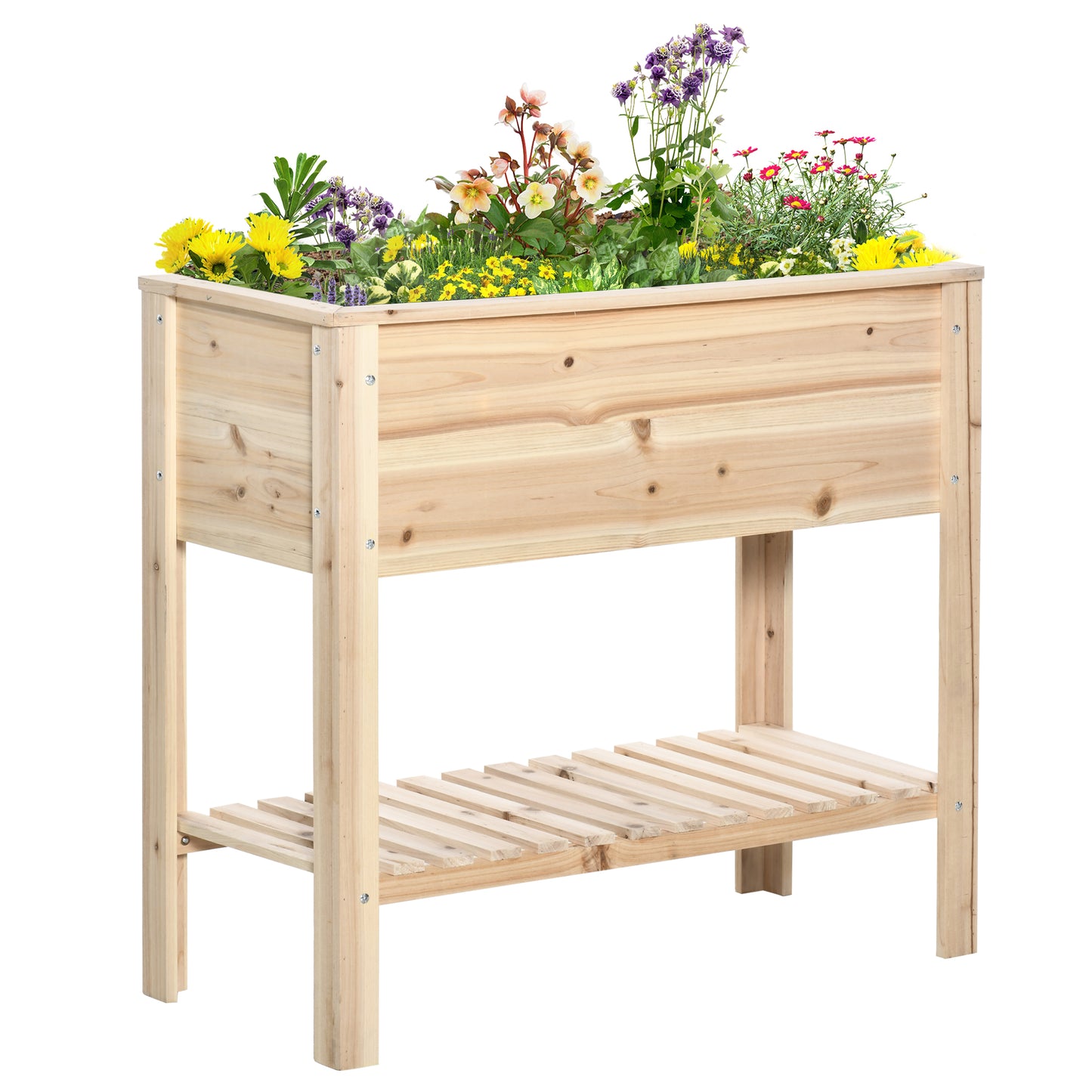 Outsunny Huerto Urbano Elevado Con Estante 90x40x81cm Mesa De Cultivo De Madera_0