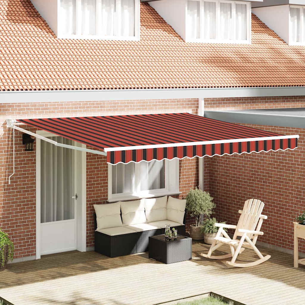Toldo Retráctil Rojo Y Negro 350 X 250 Cm Tela Y Aluminio_1