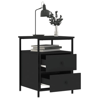 Mesita De Noche Madera De Ingeniería Negro 44x45x60 Cm_2