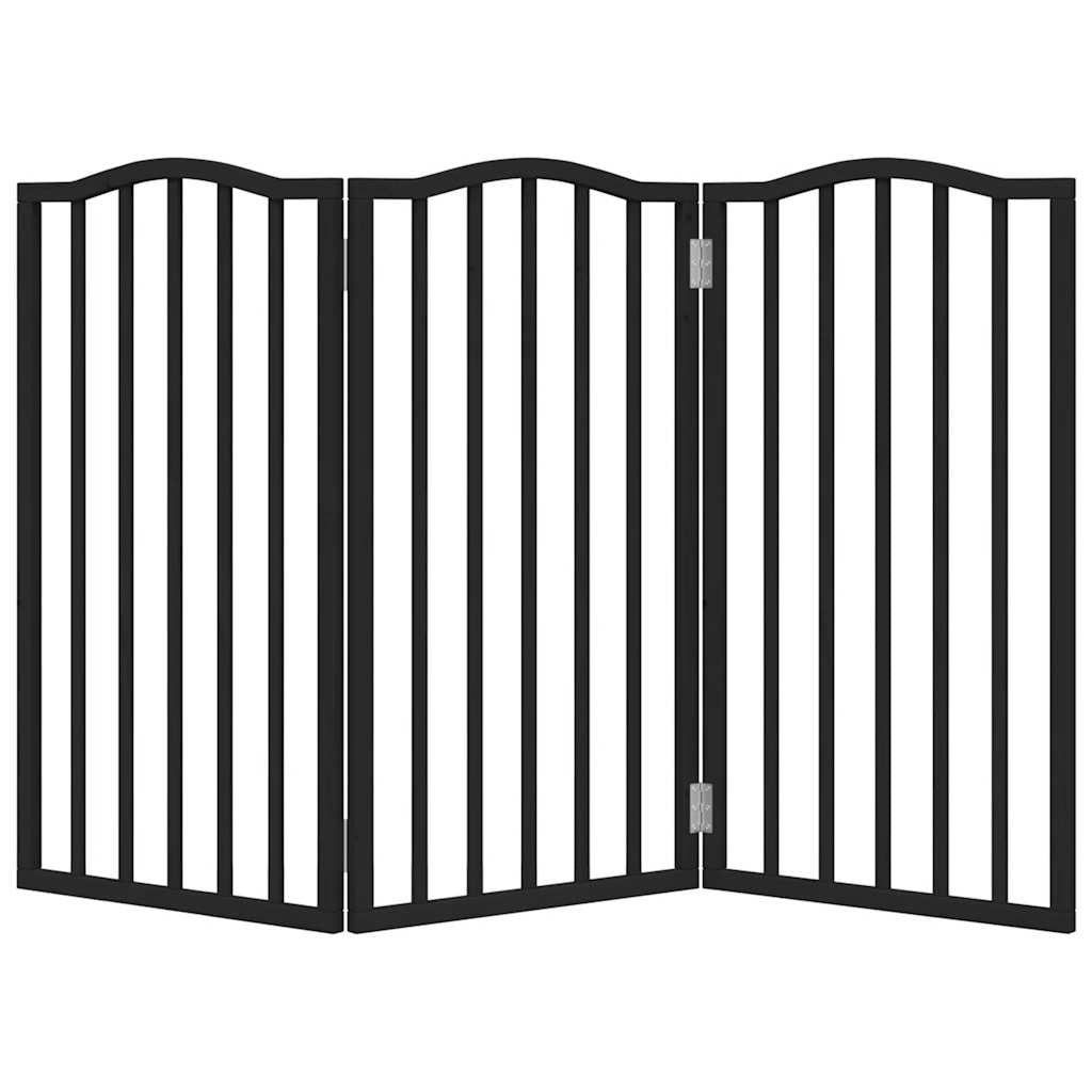 Vidaxl Puerta Para Perros Plegable 3 Paneles Madera Álamo Negra 150 Cm_3