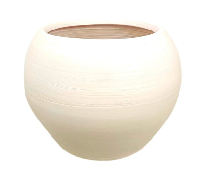 Macetero De Cerámica Esfera Blanco 31cm_0