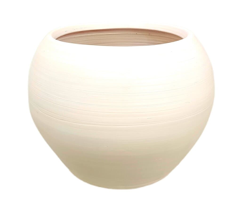 Macetero De Cerámica Esfera Blanco 40cm_0