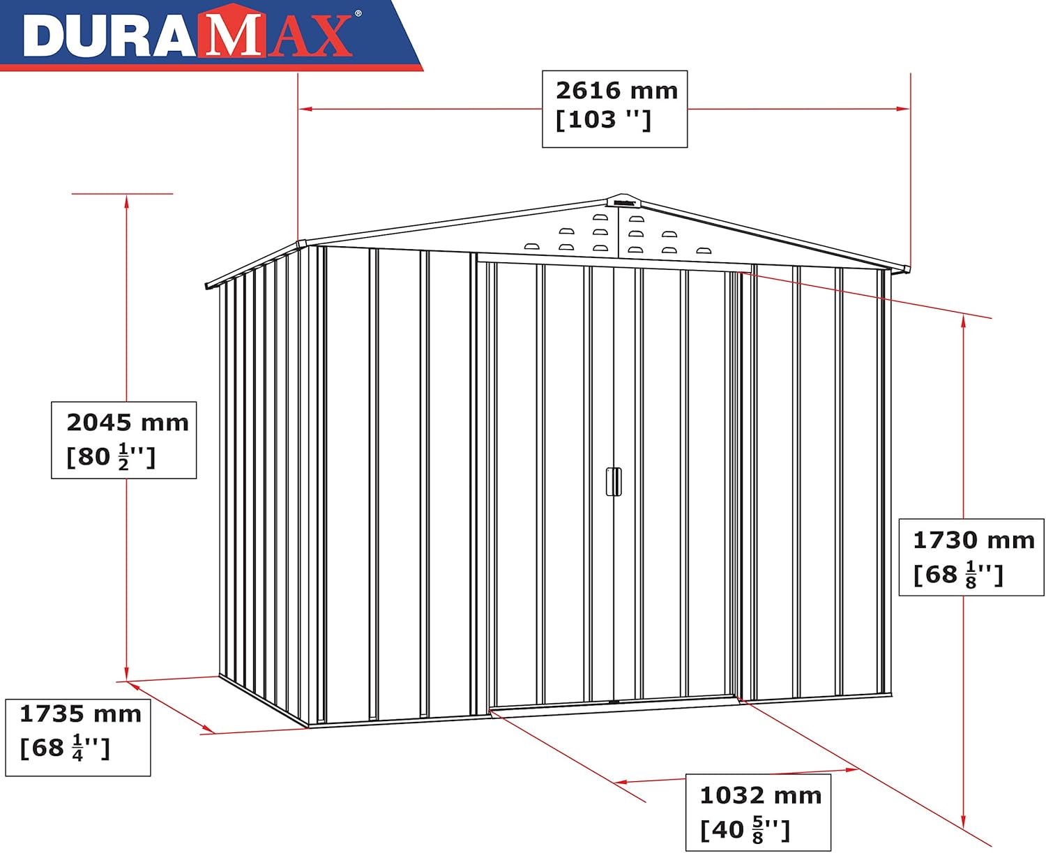 Duramax - Caseta Jardín - Top Artemisa 8x6 - Metal - Color Imitación Madera_4