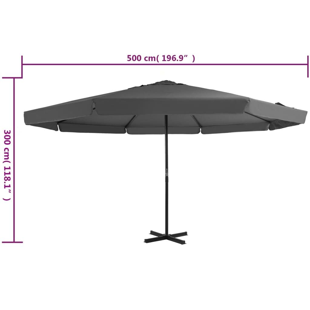 Vidaxl Sombrilla De Jardín Con Palo De Aluminio Gris Antracita 500 Cm_2