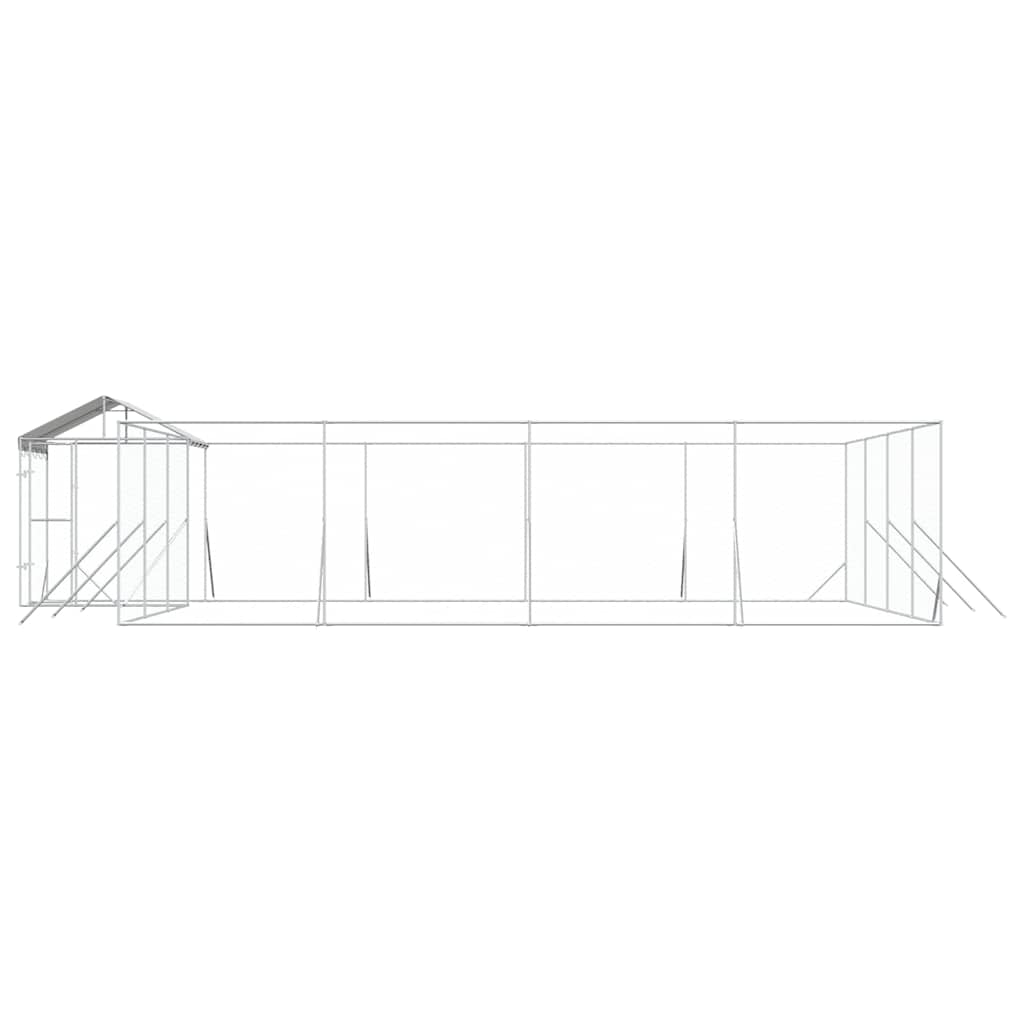 Perrera De Exterior Con Techo Acero Galvanizado Plata 10x8x2,5m_4