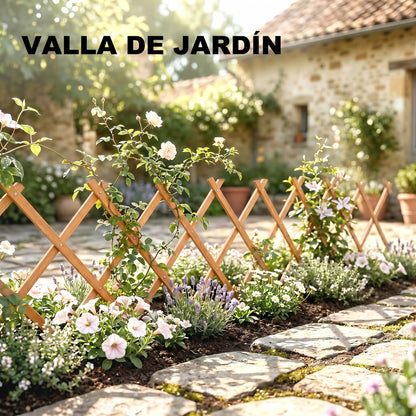 Outsunny Enrejado De Jardín De Madera Extensible 180x60 Cm Marrón Claro_5
