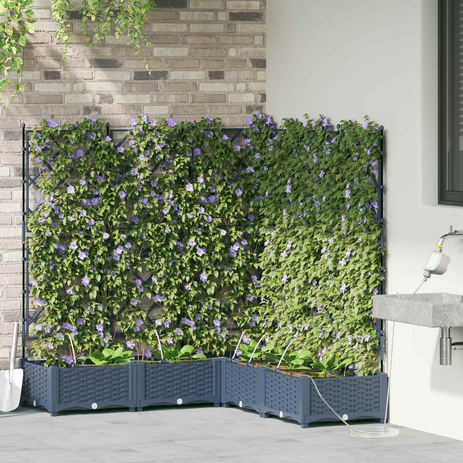 Macetero De Jardín 5 Uds. Gris 120 X 120 X 126 Cm Pp_2