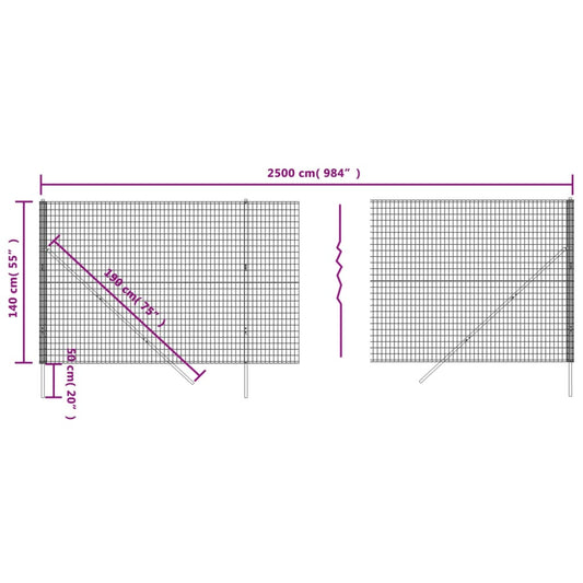 Cerca De Alambre De Acero Galvanizado Verde 1,4x25 M / Vetonek_0