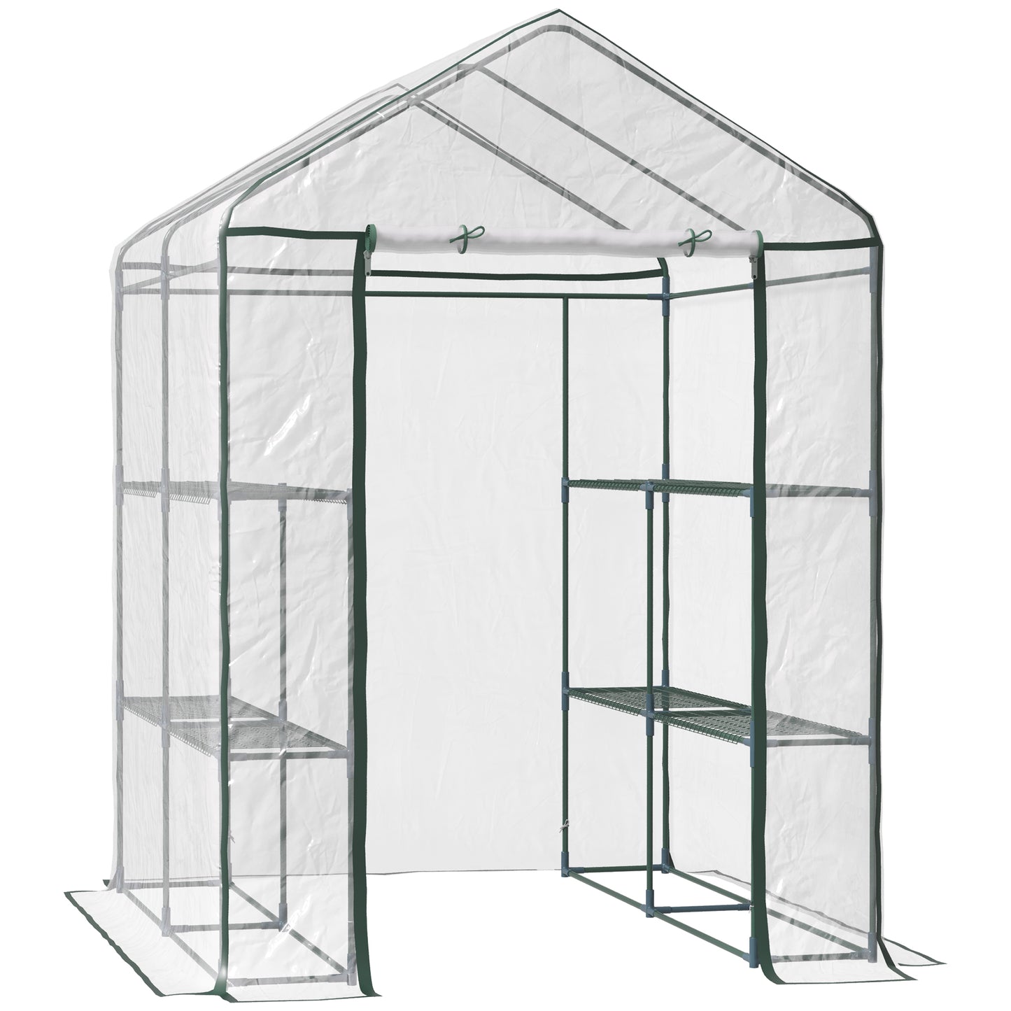 Outsunny Invernadero Transparente De Jardín Vivero 3 Pisos 143x143x195cm_0