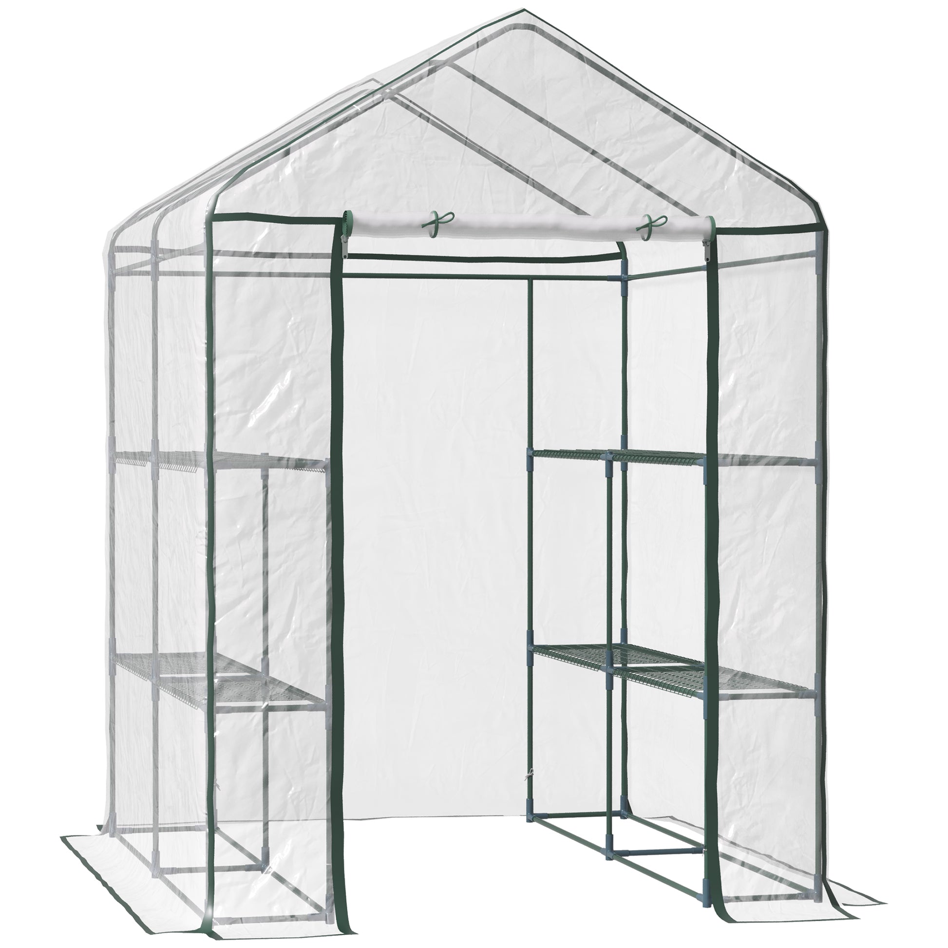 Outsunny Invernadero Transparente De Jardín Vivero 3 Pisos 143x143x195cm_0