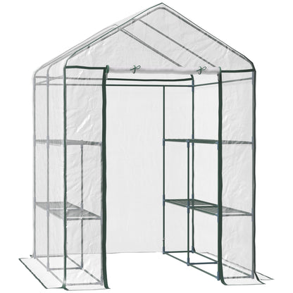 Outsunny Invernadero Transparente De Jardín Vivero 3 Pisos 143x143x195cm_0