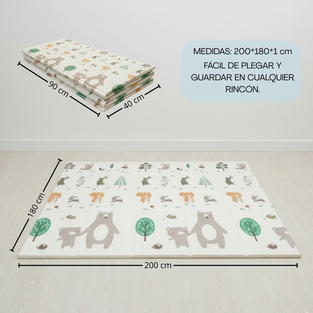 Alfombra Plegable Para Bebé 200 × 180 Cm, Reversible Animales/invierno Bathby_5