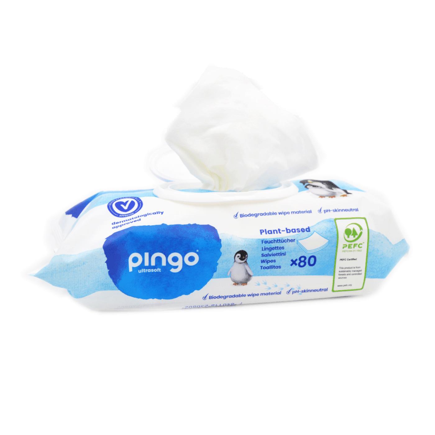 Toallitas húmedas 100% biodegradables 80 uds Pingo