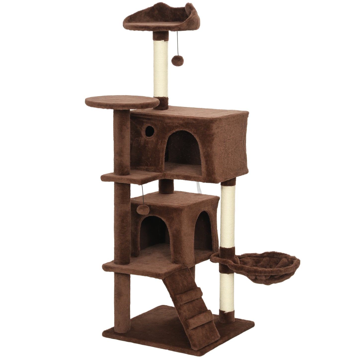 Pawhut Árbol Rascador Para Gatos 140 Cm Con Múltiples Plataformas Marrón_0