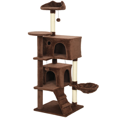 Pawhut Árbol Rascador Para Gatos 140 Cm Con Múltiples Plataformas Marrón_0
