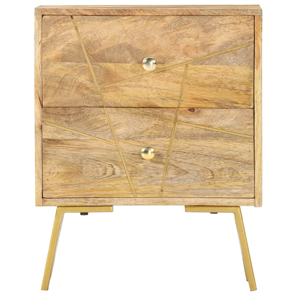 Mesita De Noche De Madera Maciza De Mango 40x30x50 Cm_0