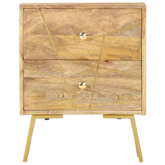 Mesita De Noche De Madera Maciza De Mango 40x30x50 Cm_0
