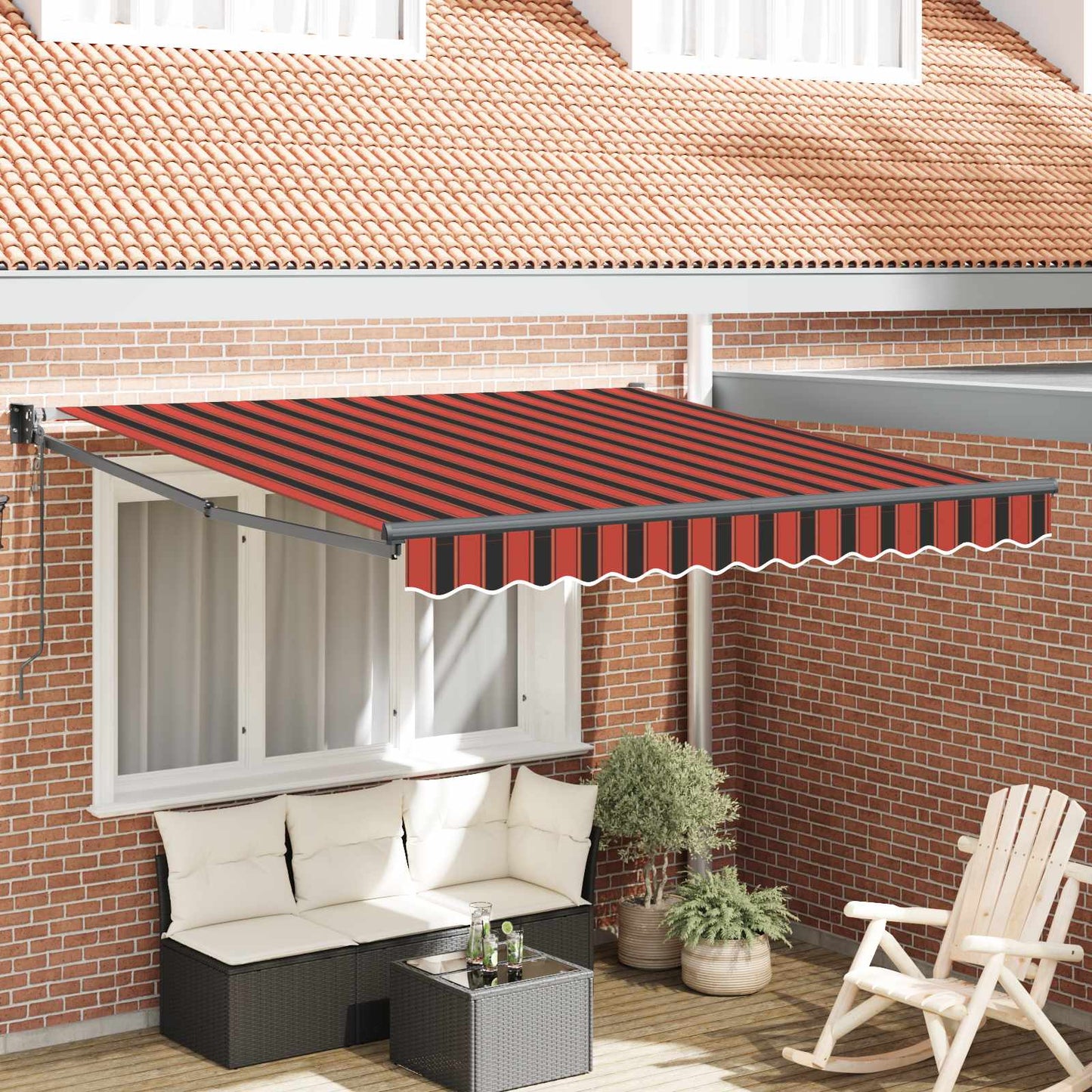 Toldo Retráctil Rojo Y Negro 350 X 250 X 165 Cm_1
