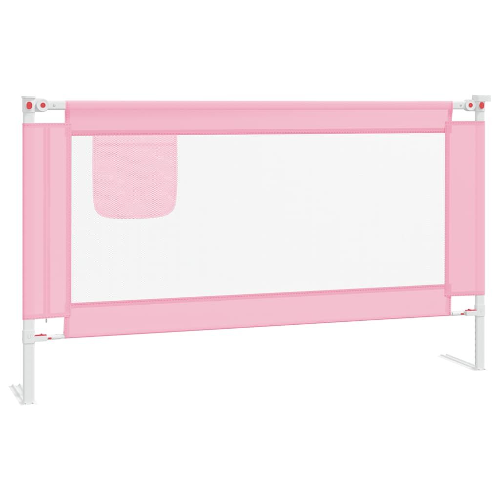 Vidaxl Barandilla De Seguridad Cama De Niño Rosa Tela 140x25 Cm_0