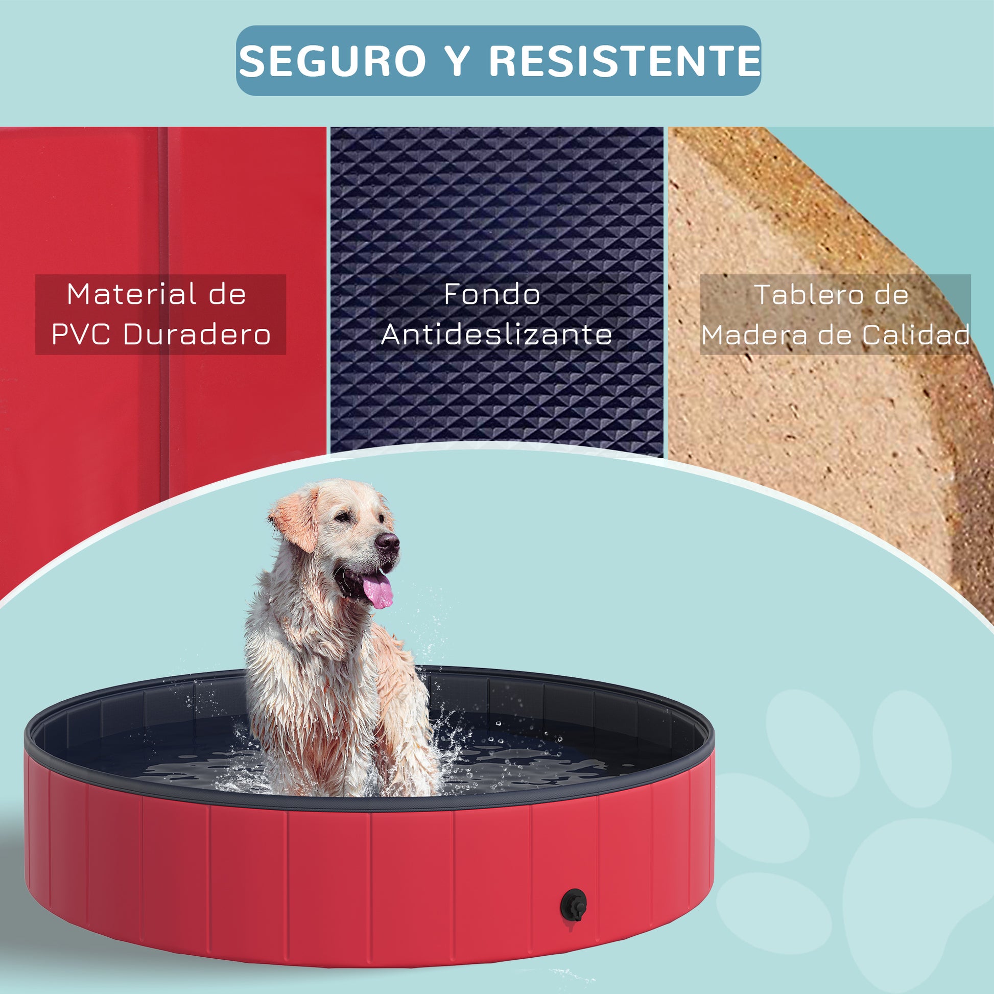 Pawhut Bañera Piscina Plegable De Mascota Perro Baño Portátil Animal Ø140cm_5
