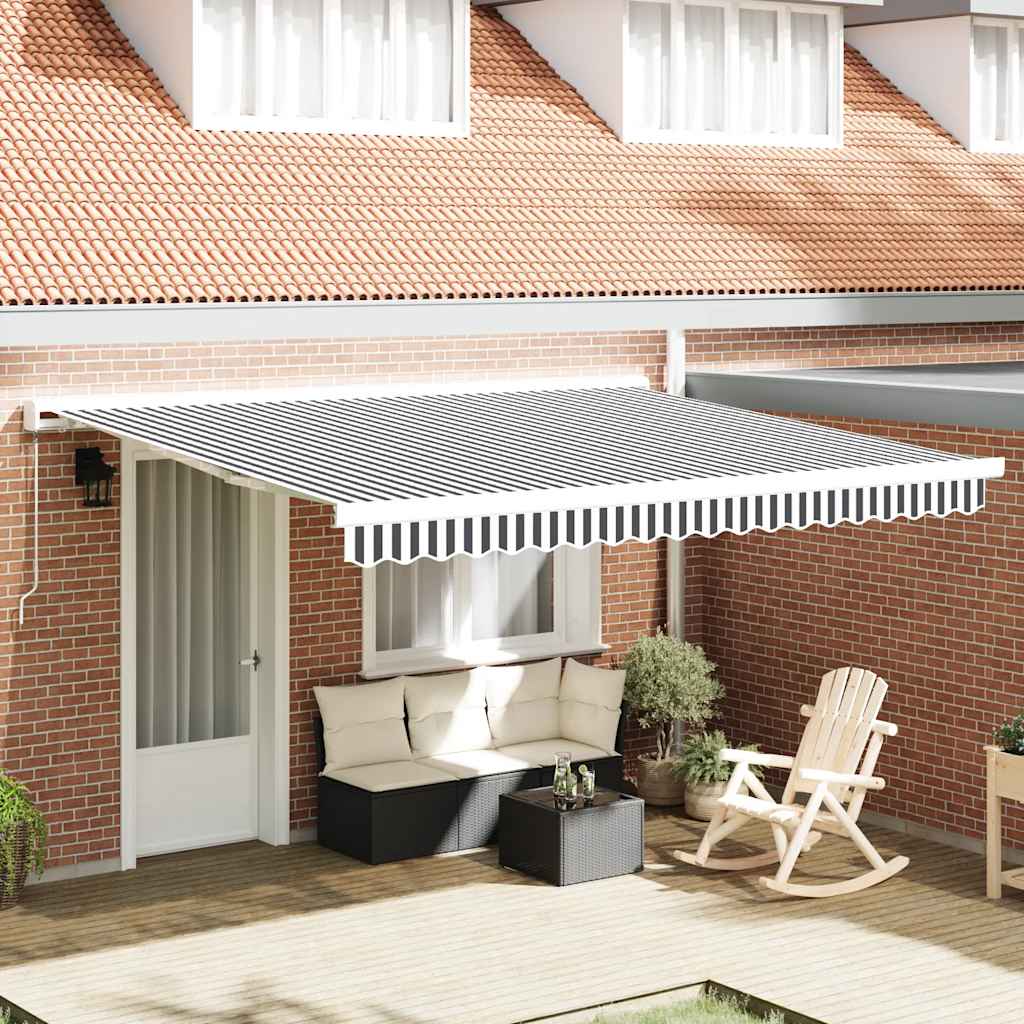 Toldo Retráctil Aluminio Y Tela Gris Antracita Y Blanco 4x3 M_1