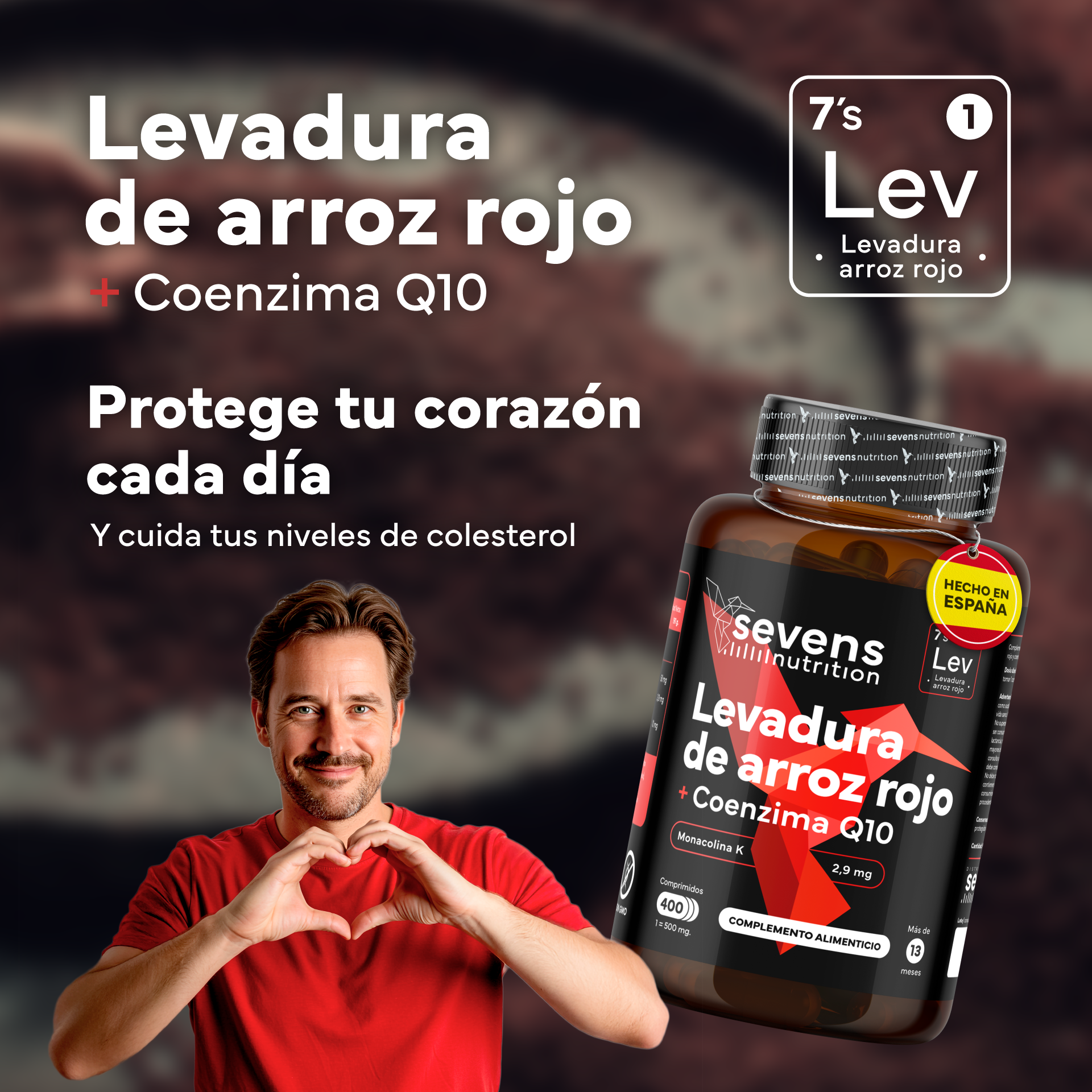Levadura Arroz Rojo Sevens Nutrition. Con Monacolina K Y Coenzima Q10_1