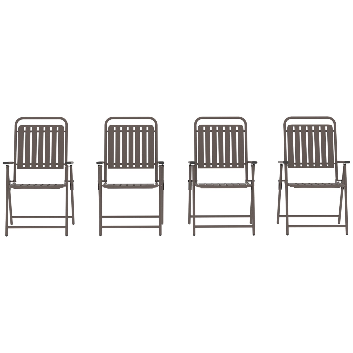 Outsunny Juego De 4 Sillas De Jardín Exterior Plegables 55x63x93 Cm Marrón_4