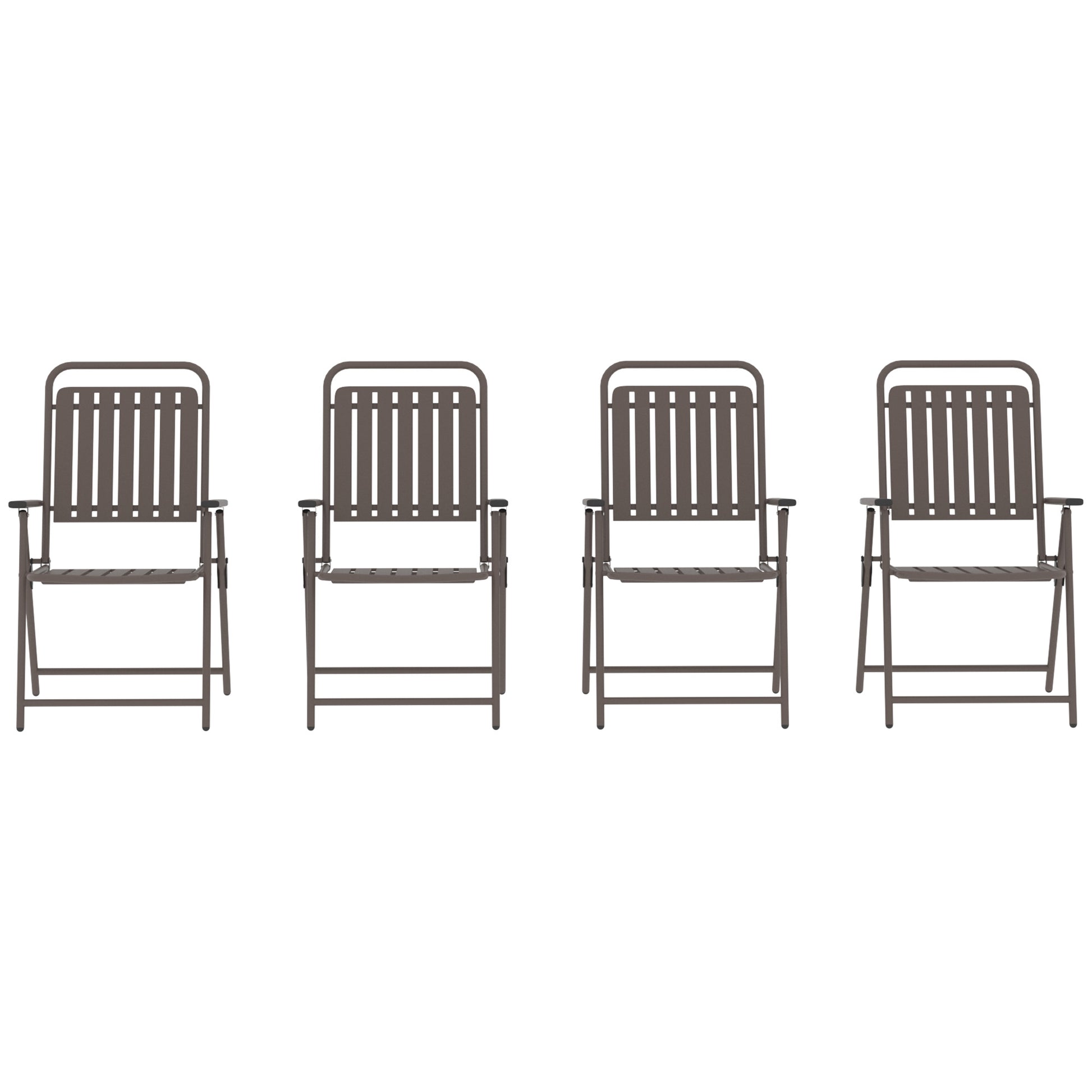 Outsunny Juego De 4 Sillas De Jardín Exterior Plegables 55x63x93 Cm Marrón_4