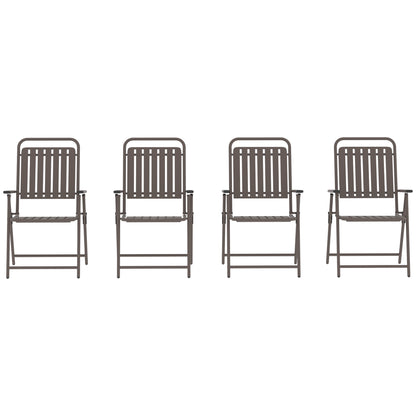Outsunny Juego De 4 Sillas De Jardín Exterior Plegables 55x63x93 Cm Marrón_4
