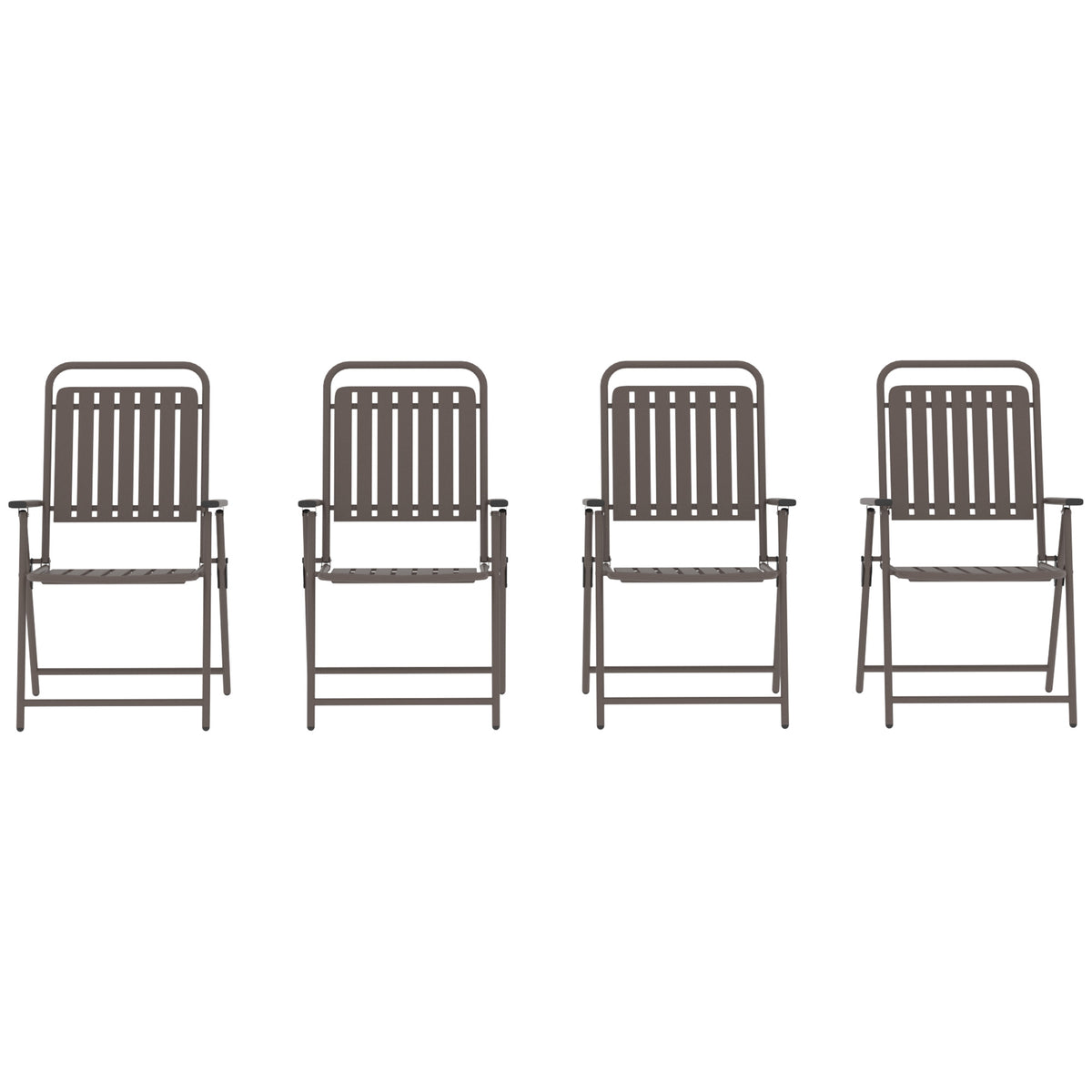Outsunny Juego De 4 Sillas De Jardín Exterior Plegables 55x63x93 Cm Marrón_4