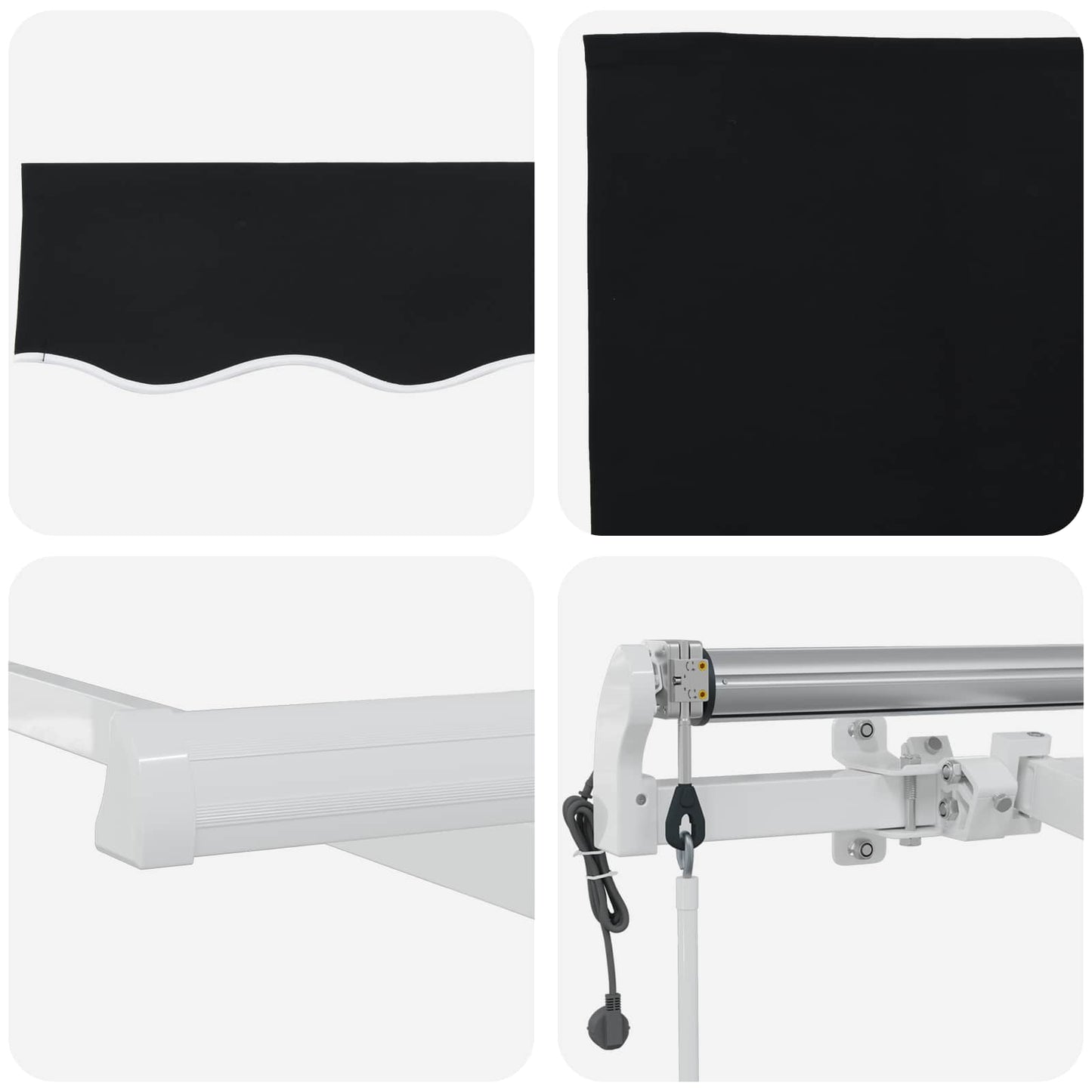 Toldo Retráctil Negro 400 X 300 Cm Tela Y Aluminio_3