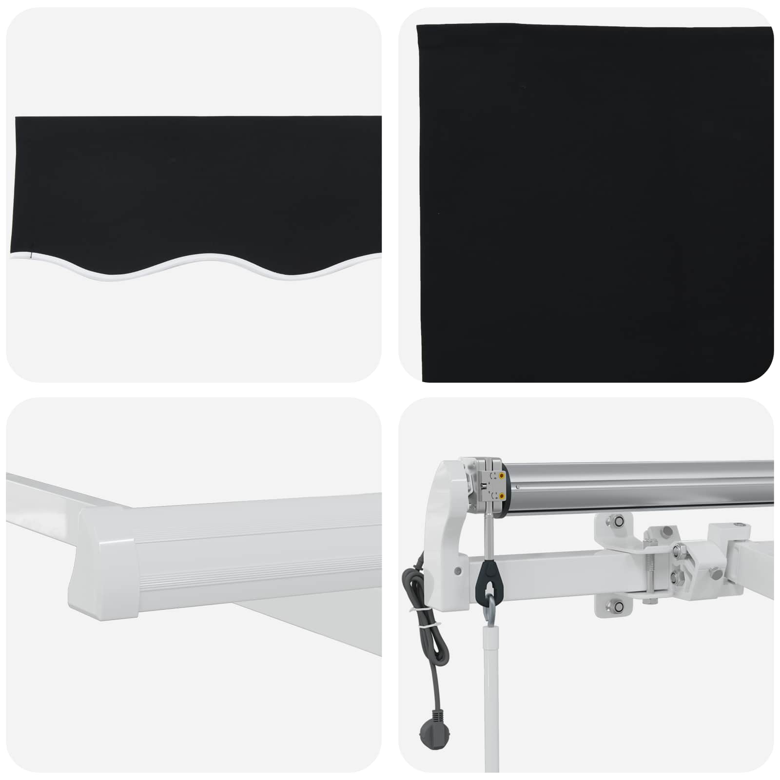 Toldo Retráctil Negro 400 X 300 Cm Tela Y Aluminio_3