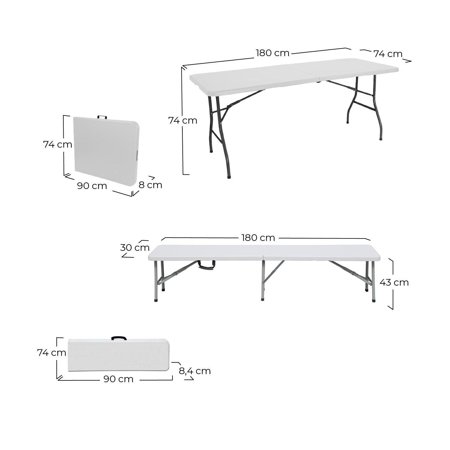 Conjunto Plegable Mesa Con 2 Bancos De 180cm Catering O91_5