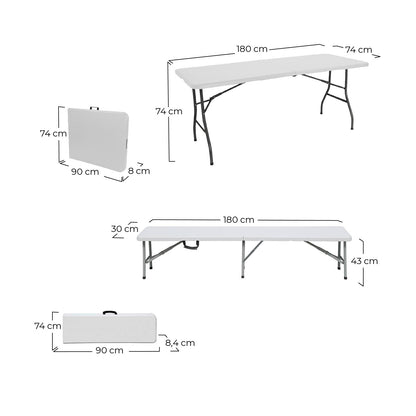 Conjunto Plegable Mesa Con 2 Bancos De 180cm Catering O91_5