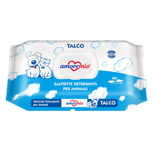 Amoremio Toallitas Talco Para Perro Y Gato, Paquete De 40 Toallitas_0