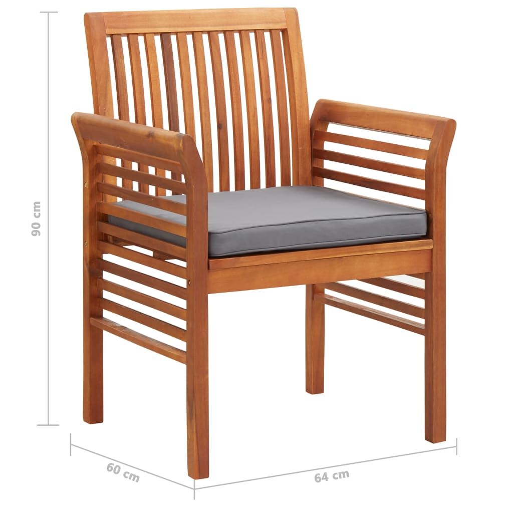 Vidaxl Set Comedor De Jardín 7 Pzas Y Cojines Madera Maciza De Acacia_2