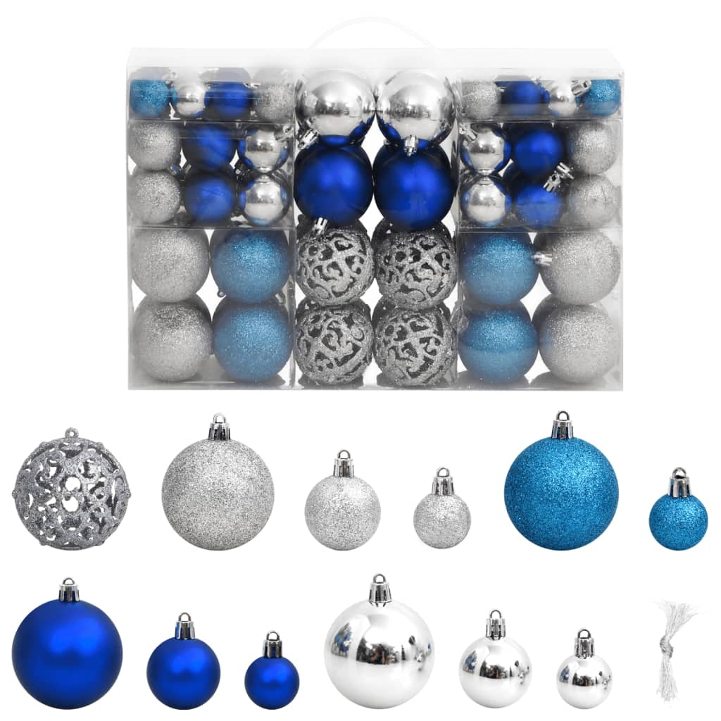 Vidaxl Bolas De Navidad 100 Unidades Azul Y Plateado 3 / 4 / 6 Cm_0