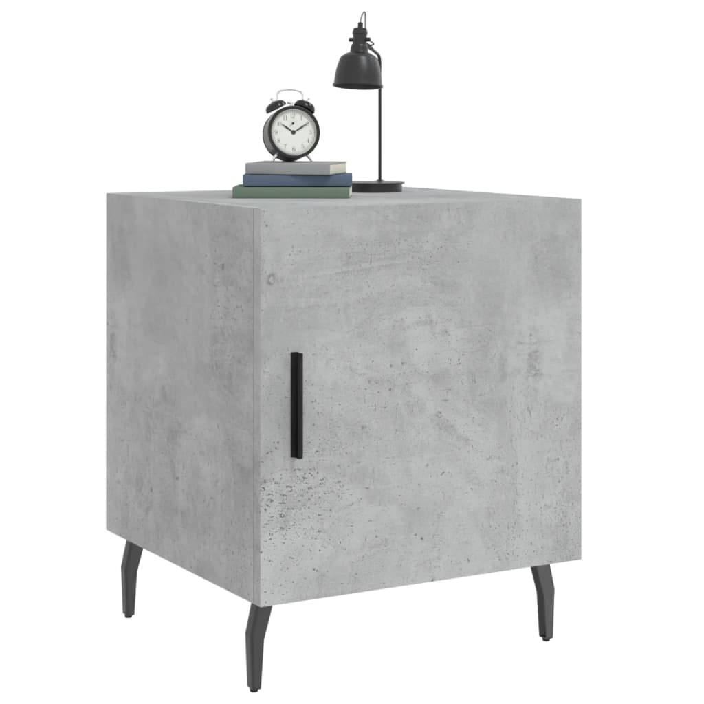 Mesita De Noche Madera De Ingeniería Gris Hormigón 40x40x50 Cm_2