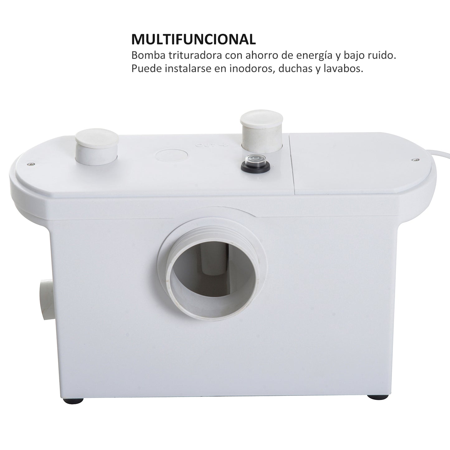 Homcom Bomba Trituradora De 3 Entradas Triturador Sanitario 700w Baño Cocina_4