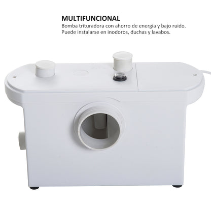 Homcom Bomba Trituradora De 3 Entradas Triturador Sanitario 700w Baño Cocina_4