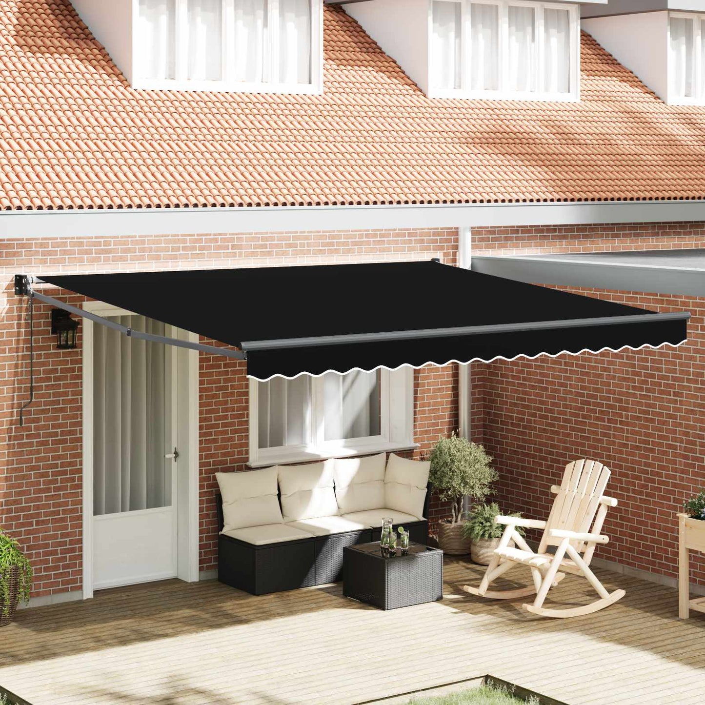 Toldo Negro 400 X 300 Cm Poliéster Y Metal_1