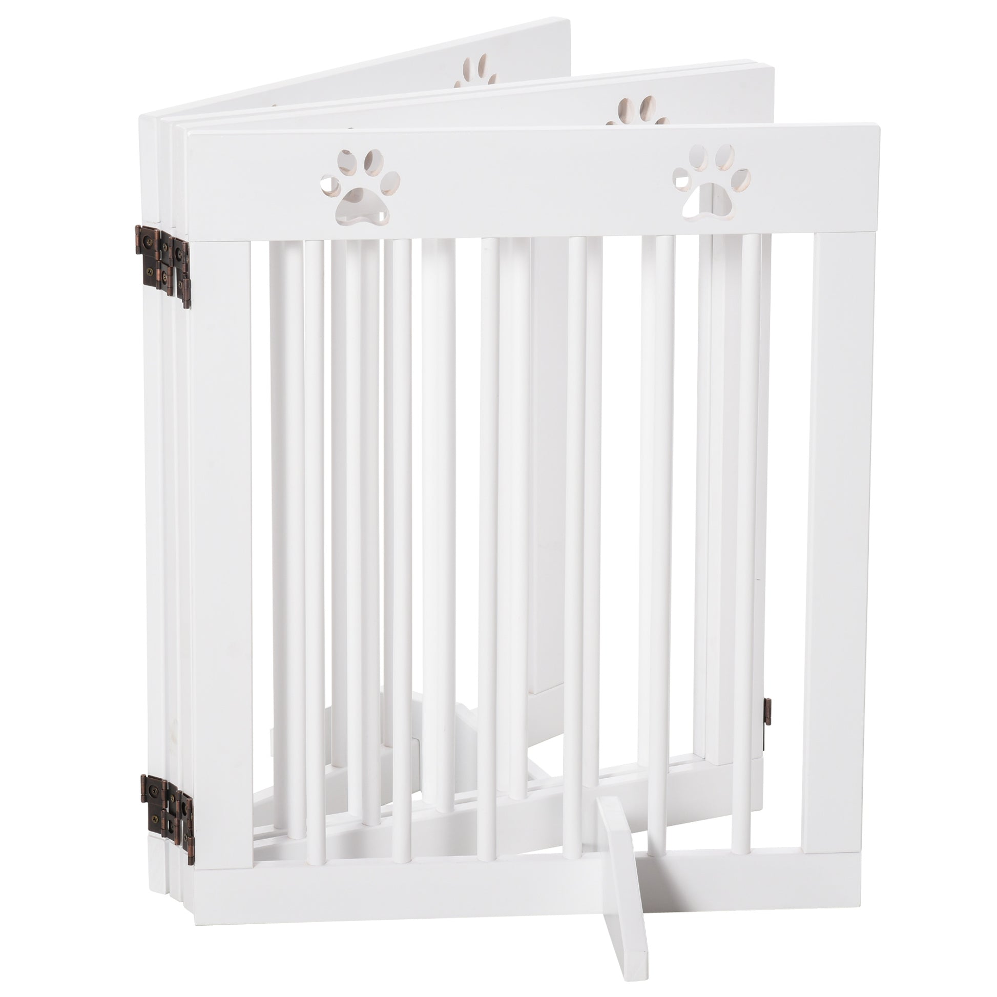 Pawhut Barrera De Seguridad Plegable Para Perros 4 Paneles 204x30x61cm Blanco_3