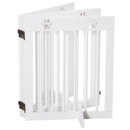Pawhut Barrera De Seguridad Plegable Para Perros 4 Paneles 204x30x61cm Blanco_3